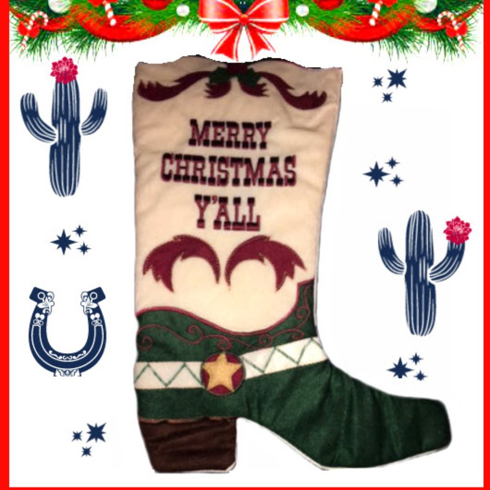 PRECIOUS TEXAS WESTERN CHRISTMAS STOKING. NEW